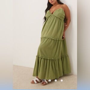 ASOS smock back whimsy, BoHo Indie olive Green Maxi Dress